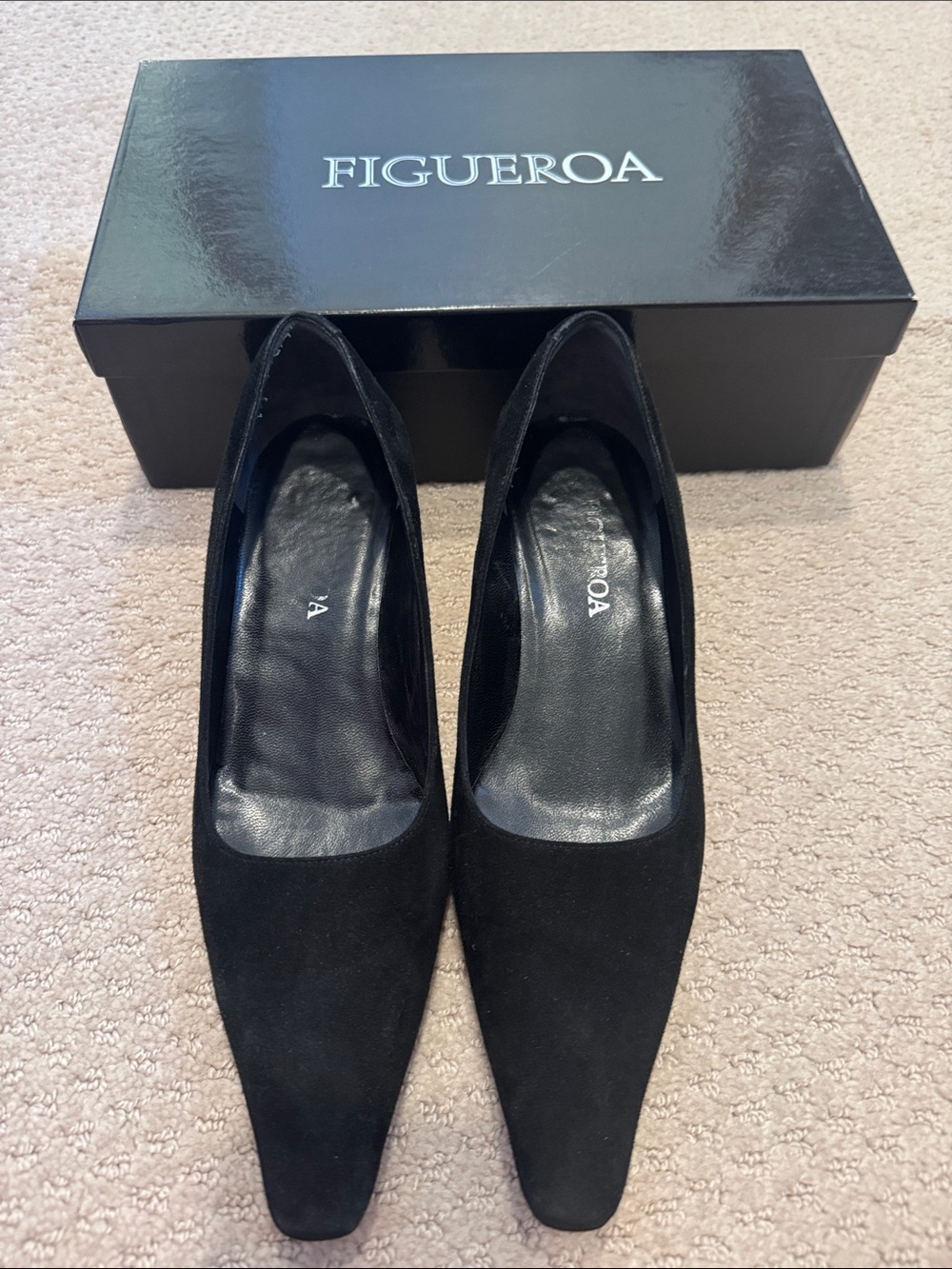 Figueroa Black Suede Pointed Toe Pumps W35.5